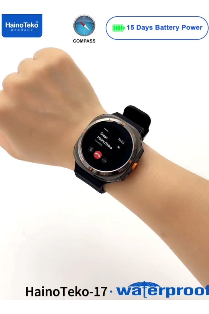 Haino Teko HainoTeko-17 Waterproof Smartwatch with AMOLED Display 3 Pairs of Straps and Built-in Compass and GPS Support Designed for Ladies and Gents Black - Image 5