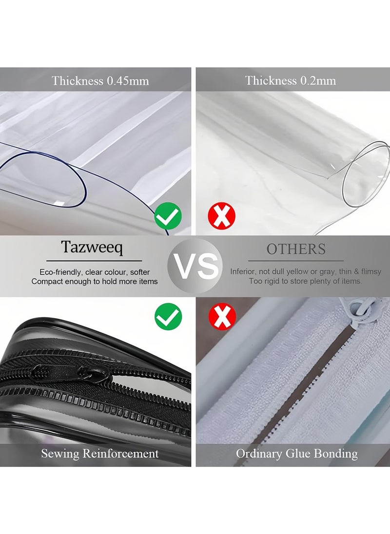 KHAJUL 2 PCS Pencil Case, Clear Pencil Bag, PVC Pencil Holder Bag with Zipper, Transparent Stationery Cases (White/Black)  - Image 4