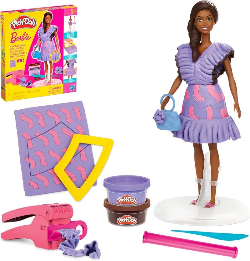 Play-Doh Barbie Fashionista Ruffles Set with Doll and Accessories - Image 1