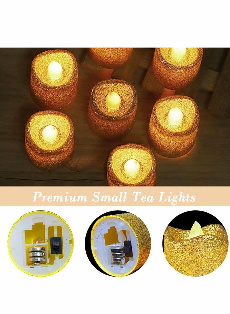 شموع بدون لهب، ضوء شاي LED يعمل بالبطارية، شموع كهربائية مزيفة لتزيين الحفلات الذهبية، عيد الحب، المواعيد، الزواج، الطاولة، الهدايا، الداخلية والخارجية (12، لون مموج مختلط) - Image 2