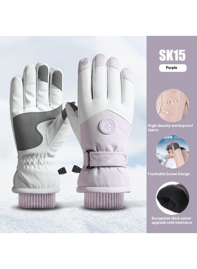 Bukela Ski Gloves – Outdoor Fleece-Lined, Purple, Waterproof, Thermal, for Snowboard, Winter - Image 1
