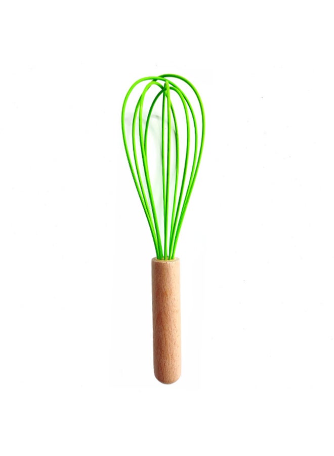 Hand Held Egg Beater Wooden Handle Silicone Manual Egg Beater Kitchen Mixer Baking Household Tools-Colour:Green ( 10inch ) - Image 1