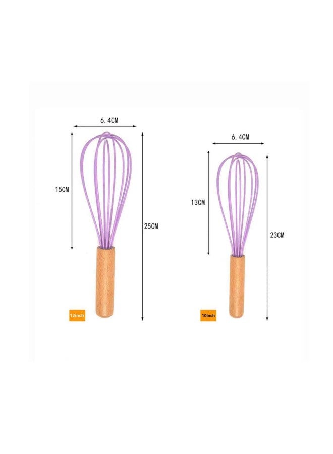 Hand Held Egg Beater Wooden Handle Silicone Manual Egg Beater Kitchen Mixer Baking Household Tools-Colour:Green ( 10inch ) - Image 3