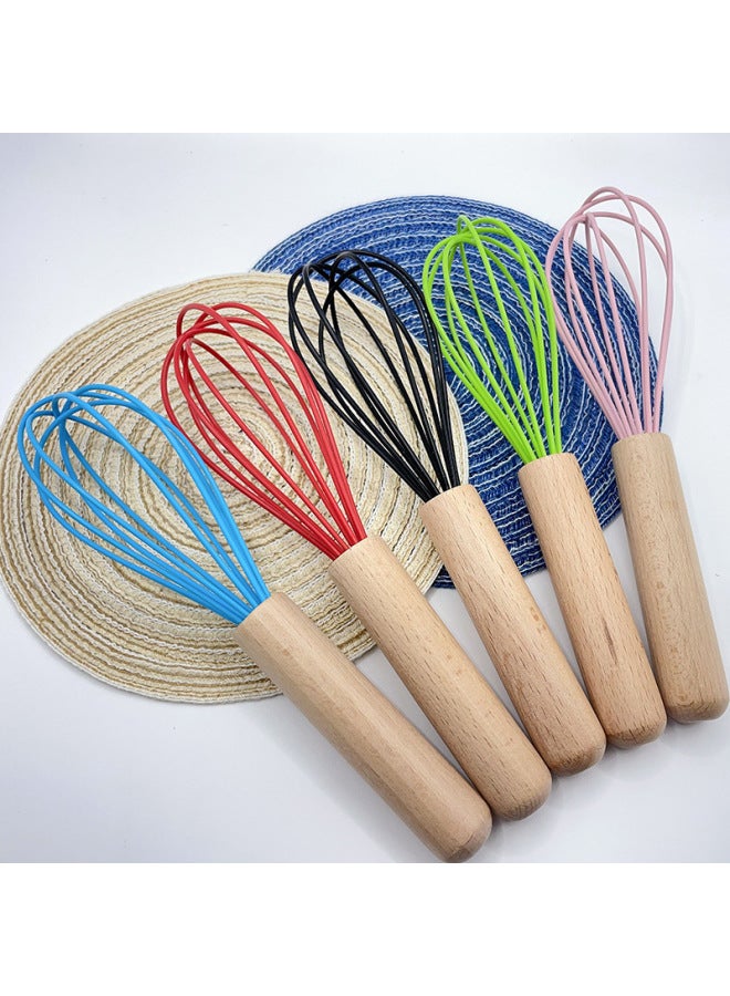 Hand Held Egg Beater Wooden Handle Silicone Manual Egg Beater Kitchen Mixer Baking Household Tools-Colour:Green ( 10inch ) - Image 5