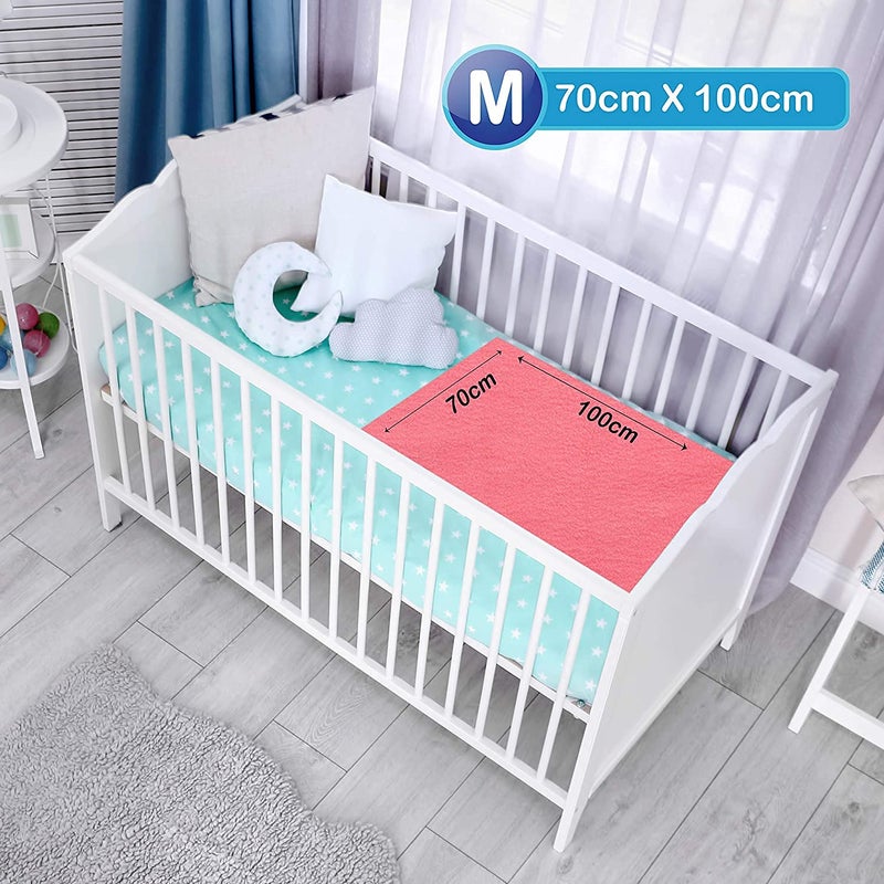 SUBHUSHA Baby Bed Protector Quick Dry Laminated Sheet Waterproof Mat (Coral) M - Image 2