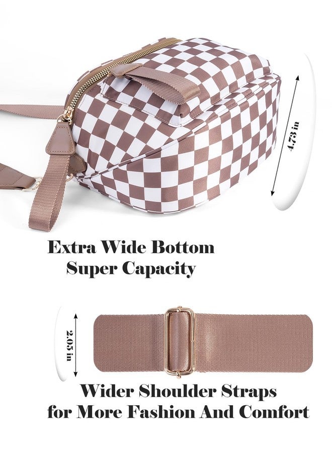 MEISEY Checkered Crossbody Bag Bum Bag For Women,Spacious Checkered Purse Fanny Packs,Upgraded Version With Carry Handle, Handle Checkered - Coffee, One Size, Checkered - Image 5