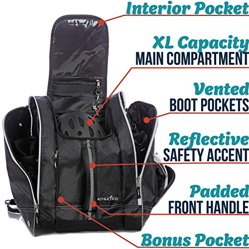 Athletico Ski Boot Bag – Skiing and Snowboarding Travel Luggage – Stores Gear Including Jacket, Helmet, Goggles, Gloves & Accessories – Venting and Grommets for Snow Drainage (Black) - Image 2