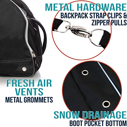 Athletico Ski Boot Bag – Skiing and Snowboarding Travel Luggage – Stores Gear Including Jacket, Helmet, Goggles, Gloves & Accessories – Venting and Grommets for Snow Drainage (Black) - Image 4