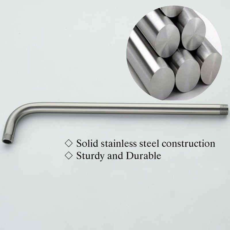 Random 16 Inch Shower Arm with Flange,Stainless Steel 90 Degree Rain Shower Head Extension Arm,Wall-Mounted Shower Head Arm for Fixed Shower Head,Brushed Nickel.RD91018-16BN - Image 4
