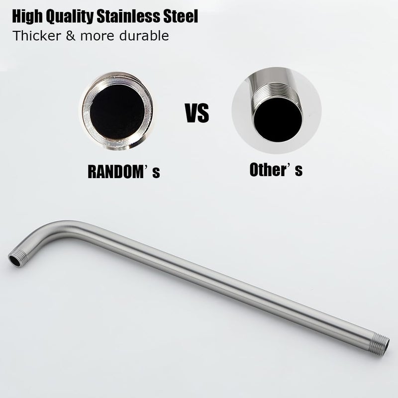 Random 16 Inch Shower Arm with Flange,Stainless Steel 90 Degree Rain Shower Head Extension Arm,Wall-Mounted Shower Head Arm for Fixed Shower Head,Brushed Nickel.RD91018-16BN - Image 3