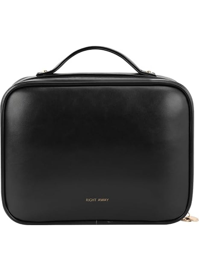 Arabest Travel Toiletry Bag for Women, Makeup Bag& Cases, Waterproof Makeup Organizer Cosmetic Bag with Compartments,Portable Make Up Bag for Travel Size Toiletries,Skincare,Brushes Set,Black - Image 1