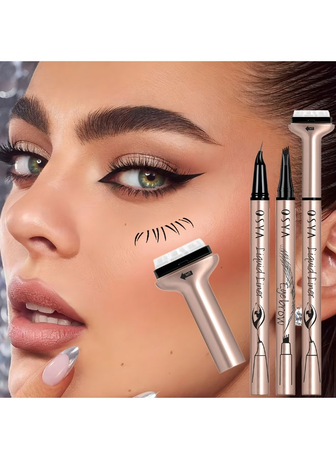 OSYA 4-In-1 Eyeliner & Eyebrow Pen & Lash Stamp Set - Image 4