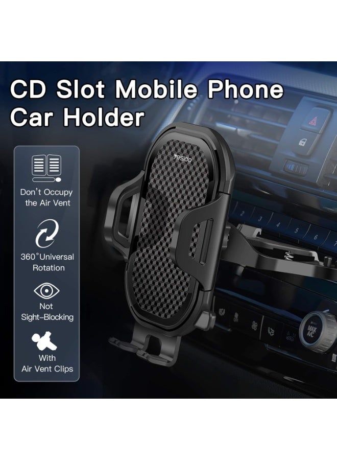 يسيدو حامل هاتف للسيارة لمنفذ الأقراص المدمجة (CD Slot) - يُفتح بضغطة زر واحدة و سهل التركيب | متوافق مع iPhone (سلسلة 16/15/14/13) و Samsung Galaxy (S20/S10/S9). - Image 2