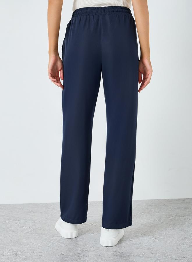 Styli Women Navy Blue Elastic Waist Pants - Image 4