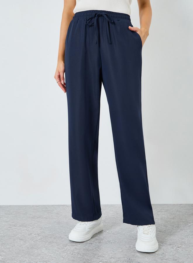 Styli Women Navy Blue Elastic Waist Pants - Image 2