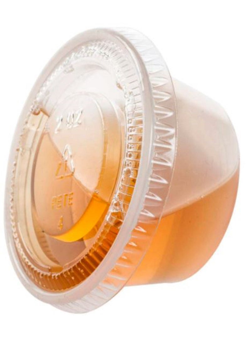 لافيش ١٠٠ كوب بلاستيكي بأغطية، سعة ١ أونصة - ٣٠ مل | أكواب صغيرة للاستخدام مرة واحدة للصلصات والصلصات والسلطة والوجبات الخفيفة وتحضير الوجبات | مانعة للتسرب، قابلة للتكديس، متينة، قابلة لإعادة الاستخدام - Image 5