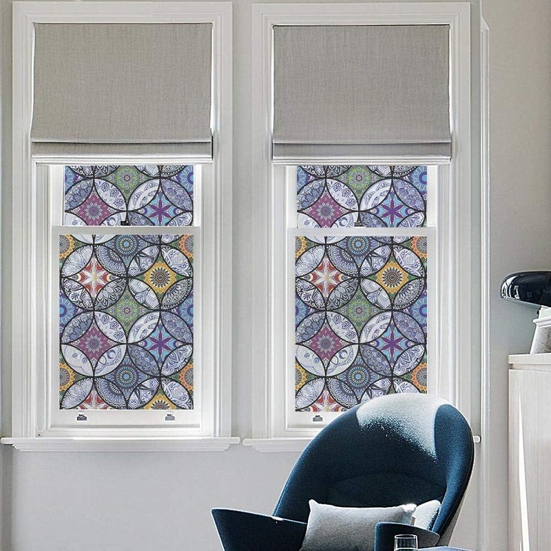 dktie Window Film Vinyl Non Adhesive Privacy Film Stained Glass Window Film for Bathroom Shower Door Heat Cotrol Anti UV 44.5x200cm - Image 4