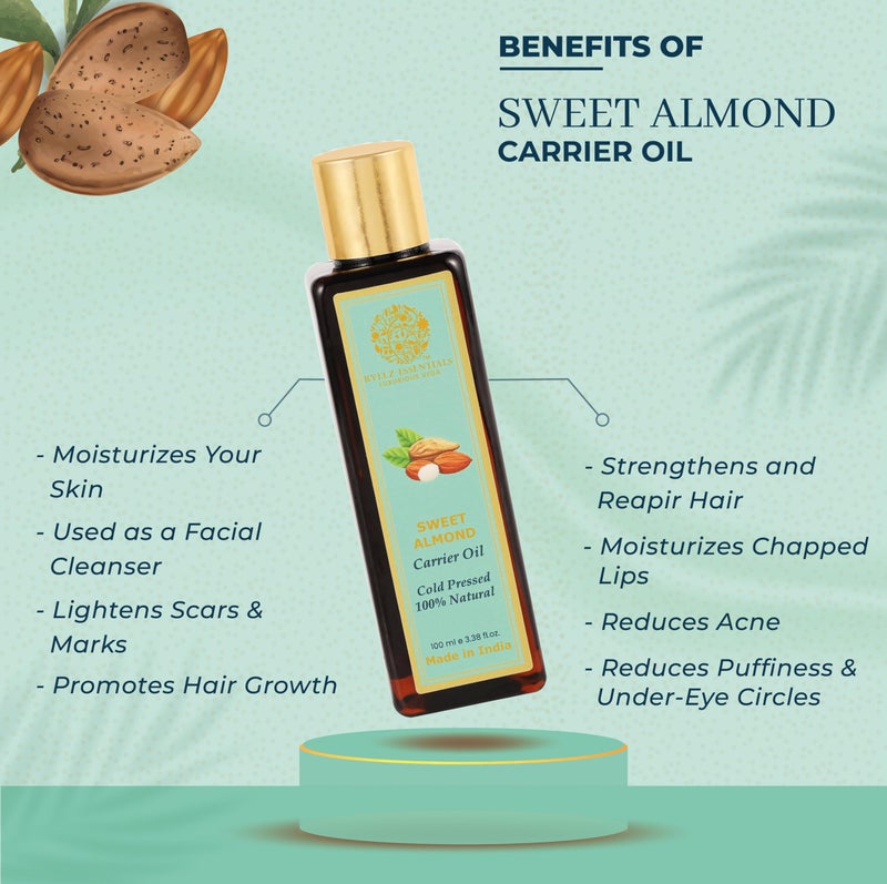 RYLLZ ESSENTIALS Sweet Almond Carrier Oil | For Hair Growth, Massage and Nourishment, Glowing Face and Skin | 100% Pure Badam Tail & Natural | Cold Pressed & Extra Virgin Oil | 100ml - Image 4