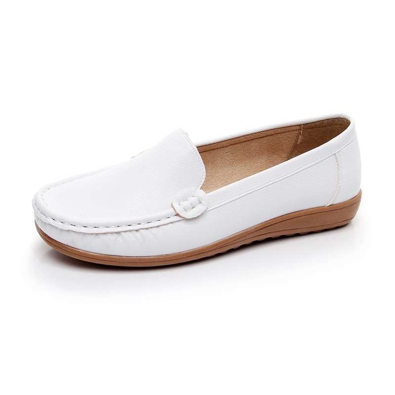 Spring and Autumn Nurses Shoes White Flat-soled Comfortable Soft-soled Work Shoes Non-slip White Shoes Hospital Womens Single Shoes plus size 42 White 612 standard code 