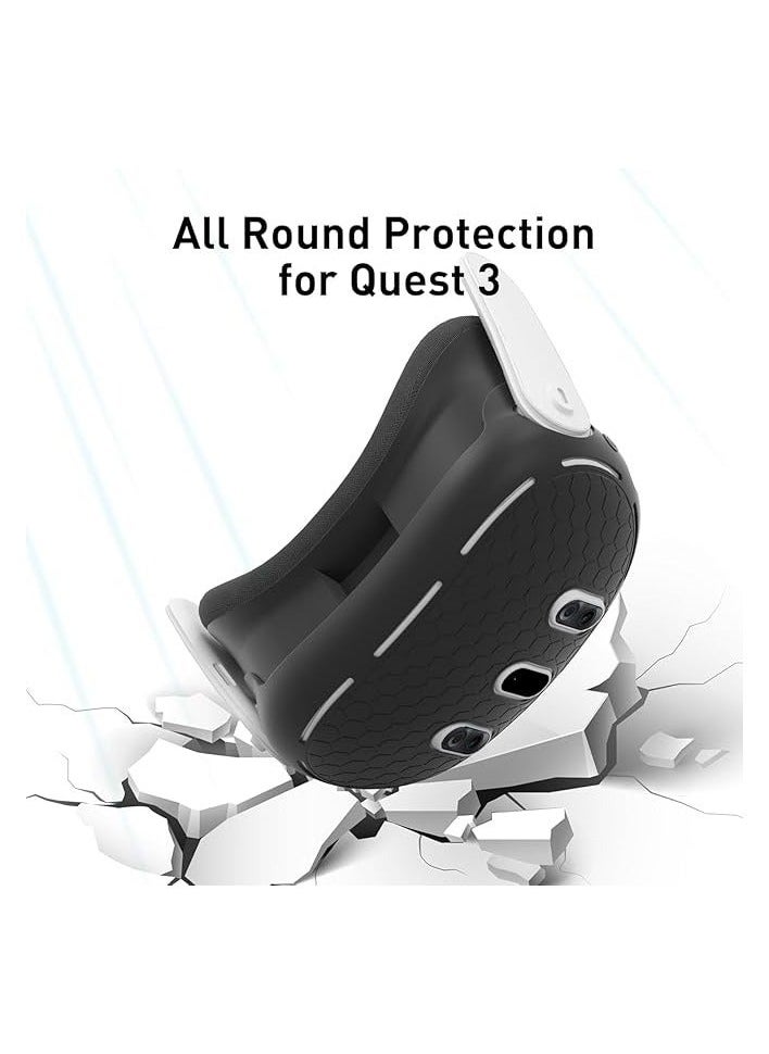 Raxoom Silicone Cover Compatible with  Quest 3 Accessories, VR Silicone Face Cover, VR Shell Cover,Touch Controller Grip Case (White)  - Image 4