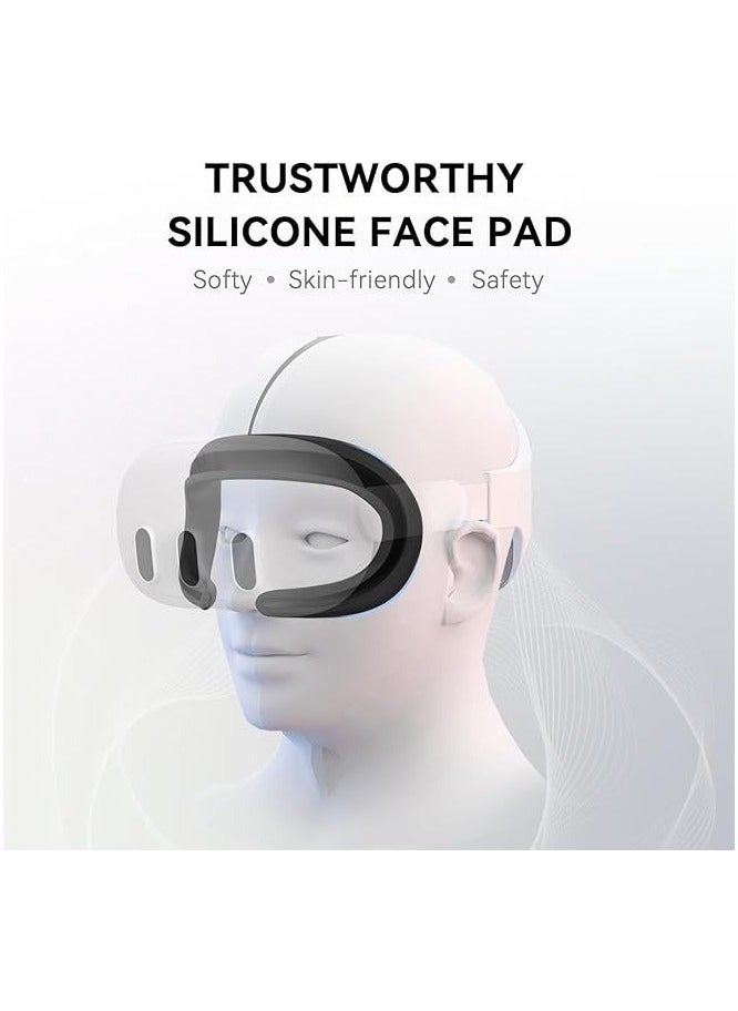 Raxoom Silicone Cover Compatible with  Quest 3 Accessories, VR Silicone Face Cover, VR Shell Cover,Touch Controller Grip Case (White)  - Image 3
