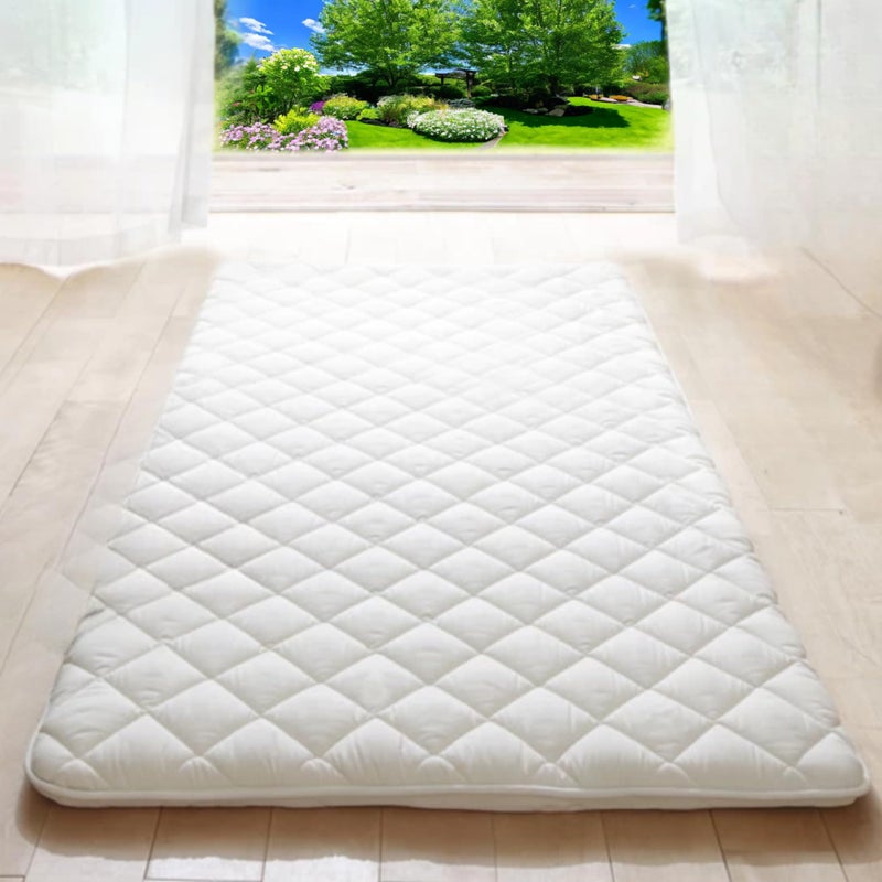 MIINA MIINA Japanese Floor Mattress Japanese Futon Mattress Mattress Topper Memory Foam Futon Guest Mattress Thicken Sleeping Pad Foldable OffWhite Full 