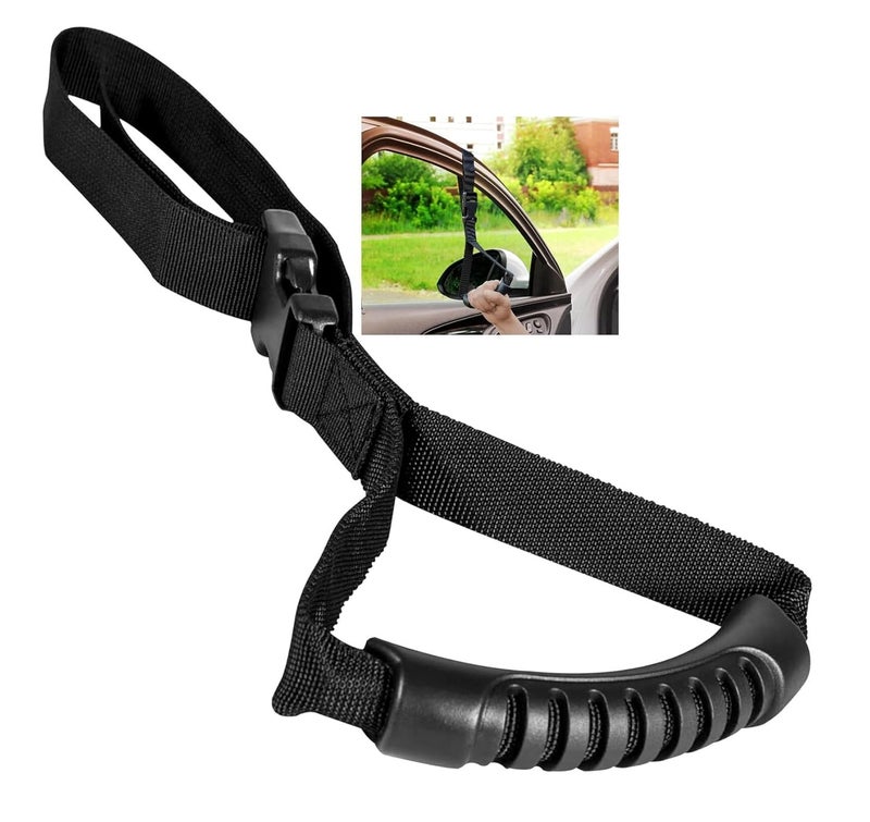 ALASKA Strap-it Adjustable Car Assist Support Handle | Standing Aid Safety Handlebar | Vehicle Support Grab Bar | Portable Nylon Grip Handlebar | Car Grab Handle - Black - Image 1