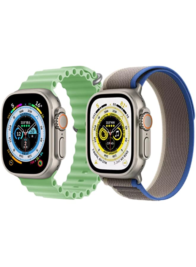 IAF Silicone Ocean Band Strap Mint Green Trail Loop strap Blue/Gray Set of 2 for Apple Watch Ultra 8 49mm