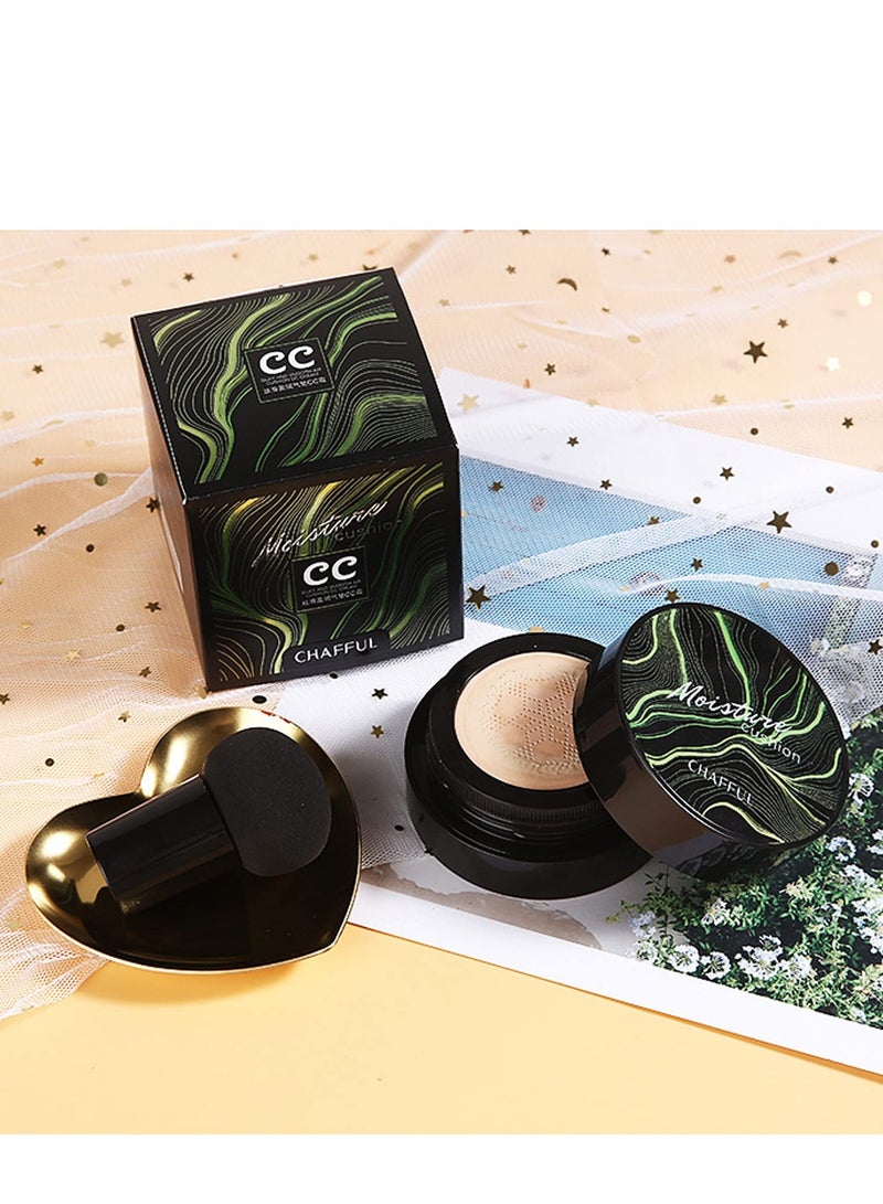 Hilareco 2 PCS Mushroom Head Air Cushion CC Cream Nature Foundation,Foundation Brush Powder Brush,Moisturizing Concealer, Bright Makeup Base Long Lasting with Mushroom Makeup Sponge(#02 Natural) - Image 4