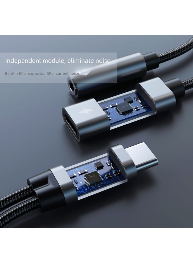 Top Type-c To Headset Dual-purpose Adapter Pd60w Fast Charging Suitable For Ipad Pro/air Digital Computer Accessories-Color:AG01_R2L60 【gray Straight Head】 【HIFI High-performance Live Model】】 - Image 5