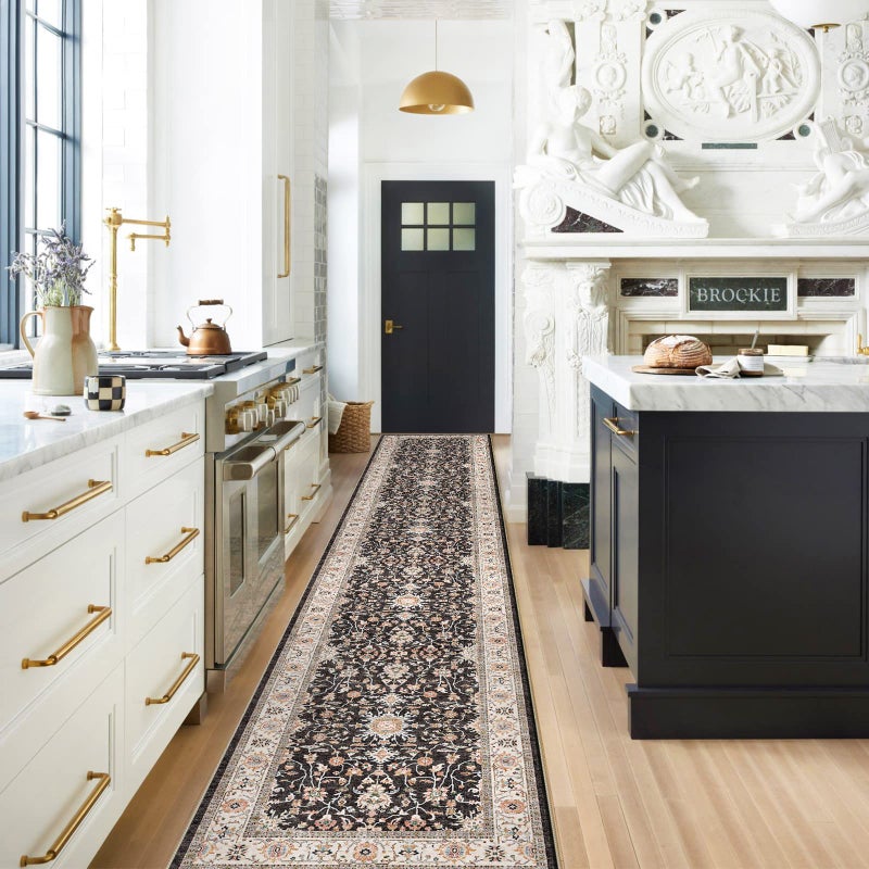 TOPRUUG Washable Runner Rug 2x12 - Hallway Runner Rug Kitchen Rugs and Mats Non Skid Washable Waterproof Carpet Runner for Living Room Bedroom Bathroom (Black, 2X12) - Image 2
