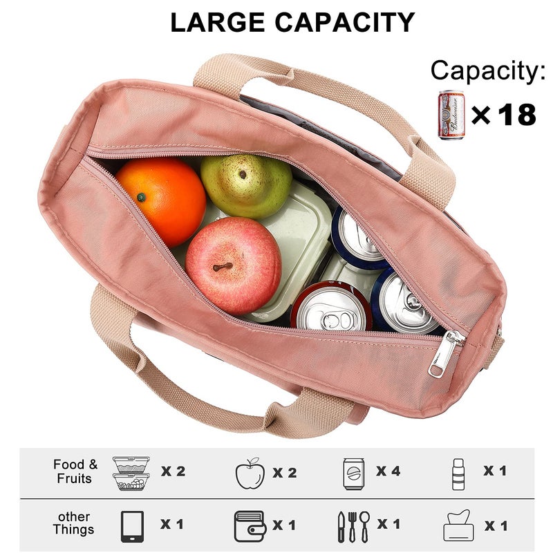 Weitars Lunch Bag for Women Work,Insulated Lunch Box Extra Large Lunch Tote Bag,Wide-Open Tote Cooler Bag With Removable Shoulder Strap with Side Pocket,Lunchbag For Picnic Hiking Beach - Image 2