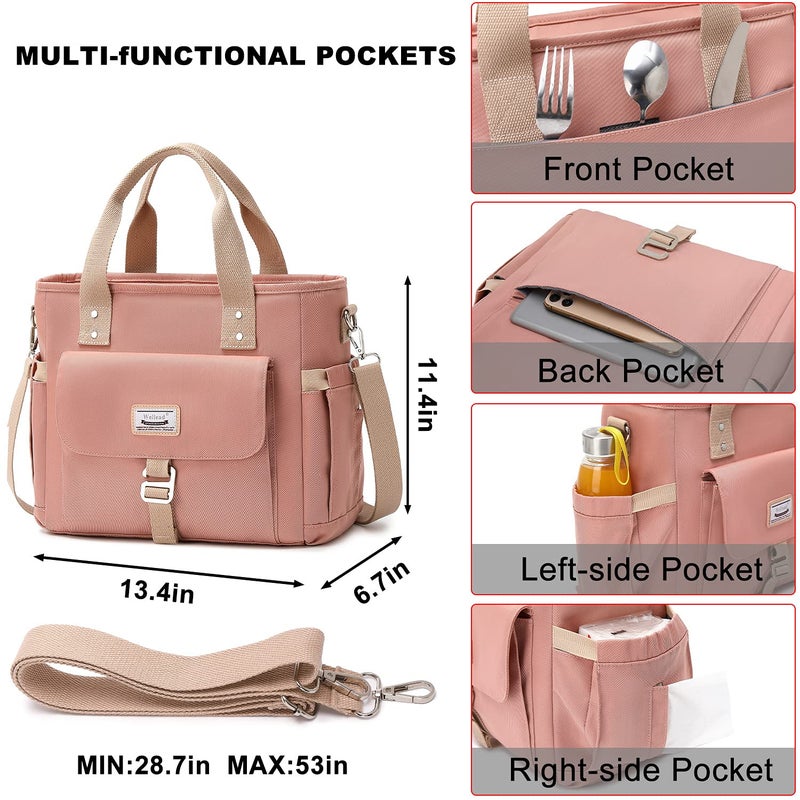 Weitars Lunch Bag for Women Work,Insulated Lunch Box Extra Large Lunch Tote Bag,Wide-Open Tote Cooler Bag With Removable Shoulder Strap with Side Pocket,Lunchbag For Picnic Hiking Beach - Image 3