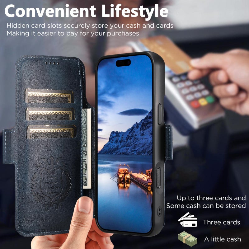 Suteni For Iphone 17 Pro Q06 2-In-1 Multi-Function Detachable Wallet Magsafe Phone Case(Blue) - Image 4