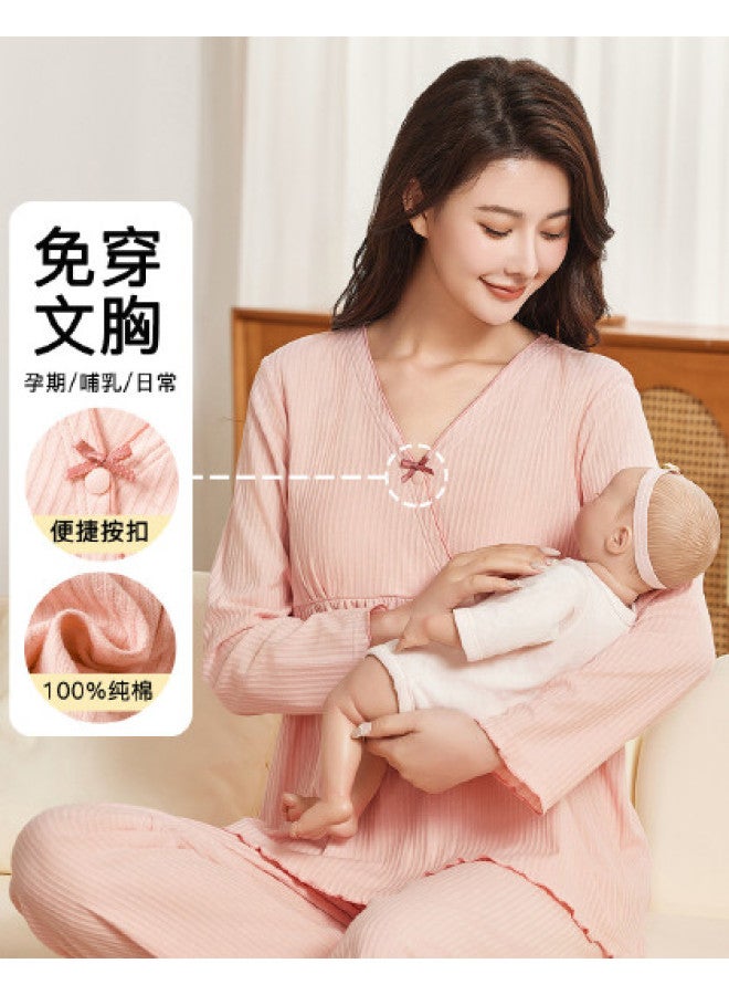 Fenton pure Cotton Nursing Pajama Set With Snap Buttons For Postpartum & Home Wear - Image 1