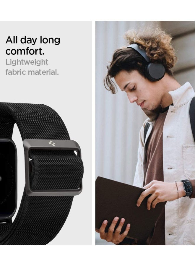 NIBEMINENT Lite Fit Band for Apple Watch 10 (46mm), 49mm, Series 9 /8 /7 45mm, Series 6/SE2/SE/5/4 44mm and Series 3/2/1  /42mm Nylon Solo Loop - Black  - Image 4