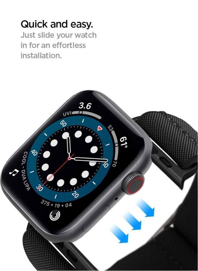 NIBEMINENT Lite Fit Band for Apple Watch 10 (46mm), 49mm, Series 9 /8 /7 45mm, Series 6/SE2/SE/5/4 44mm and Series 3/2/1  /42mm Nylon Solo Loop - Black  - Image 2