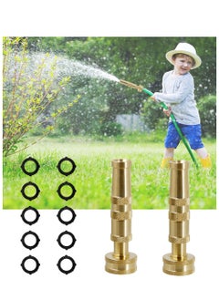 SYOSI رأس خرطوم نحاسي صلب، رأس خرطوم ماء قابل للتعديل 3/4"، عبوة 2 رأس خرطوم حديقة نحاسي بحجم 4" مع 10 وسادات مطاطية، لري الزهور، العشب، تنظيف الأرض، السيارة  - Image 1
