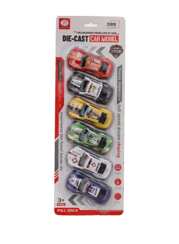 6-Piece Metal Car Set for Kids - Multicolor