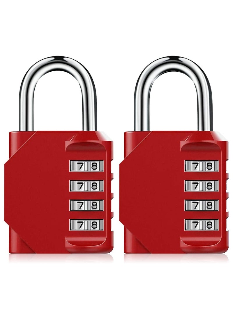 NNEWVANTE Combination Padlock Locker Lock, Waterproof Heavy Duty Combination Padlock, Outdoor For School Gym Lockers, Luggage, Gates, Suitcases, Bicycles, Tool Boxes - 2 Piece Set(Red) - Image 1