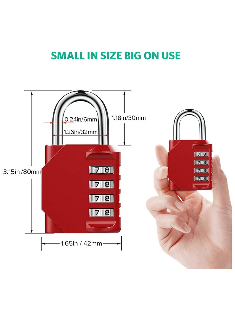 NNEWVANTE Combination Padlock Locker Lock, Waterproof Heavy Duty Combination Padlock, Outdoor For School Gym Lockers, Luggage, Gates, Suitcases, Bicycles, Tool Boxes - 2 Piece Set(Red) - Image 2