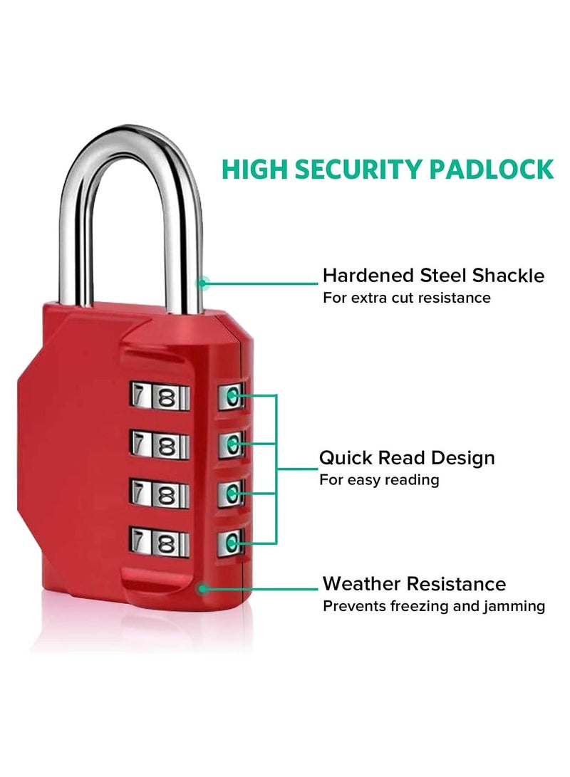 NNEWVANTE Combination Padlock Locker Lock, Waterproof Heavy Duty Combination Padlock, Outdoor For School Gym Lockers, Luggage, Gates, Suitcases, Bicycles, Tool Boxes - 2 Piece Set(Red) - Image 3