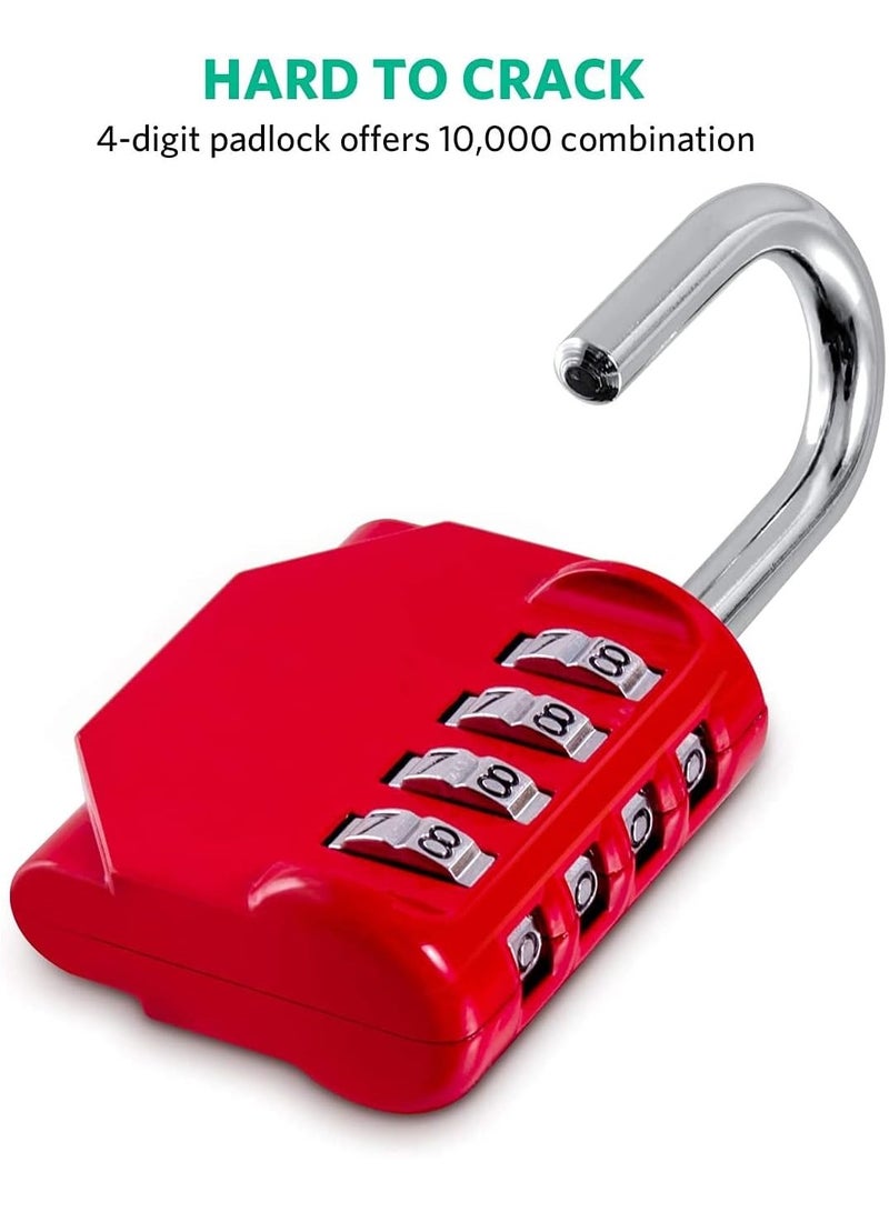 NNEWVANTE Combination Padlock Locker Lock, Waterproof Heavy Duty Combination Padlock, Outdoor For School Gym Lockers, Luggage, Gates, Suitcases, Bicycles, Tool Boxes - 2 Piece Set(Red) - Image 4
