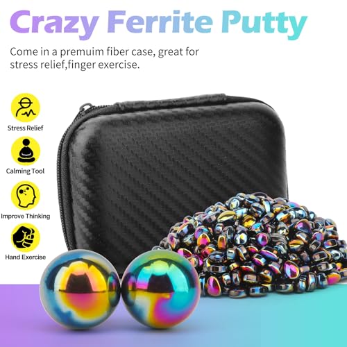 LNCOJOLM Magnet Stone Ferrite Putty with 2 Big Magnet Smooth Magnetic Ferrite Magnet Rock Ball Fidget Toy Science Kit Office Desk Toy Decoration Gift for Adults - Image 5