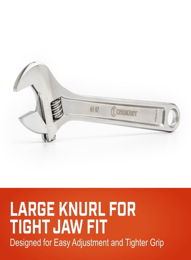 كريسنت مفتاح ربط كريسنت قابل للتعديل، مقاس 10 بوصات، معبأ في صندوق، مفاتيح ميكانيكية وسباكة، مع نقش أكبر وفك سداسي، مطلي بالكروم لمقاومة الصدأ والتآكل، يقلل من التعب والإجهاد، أداة يدوية ميكانيكية، AC210BK - Image 2