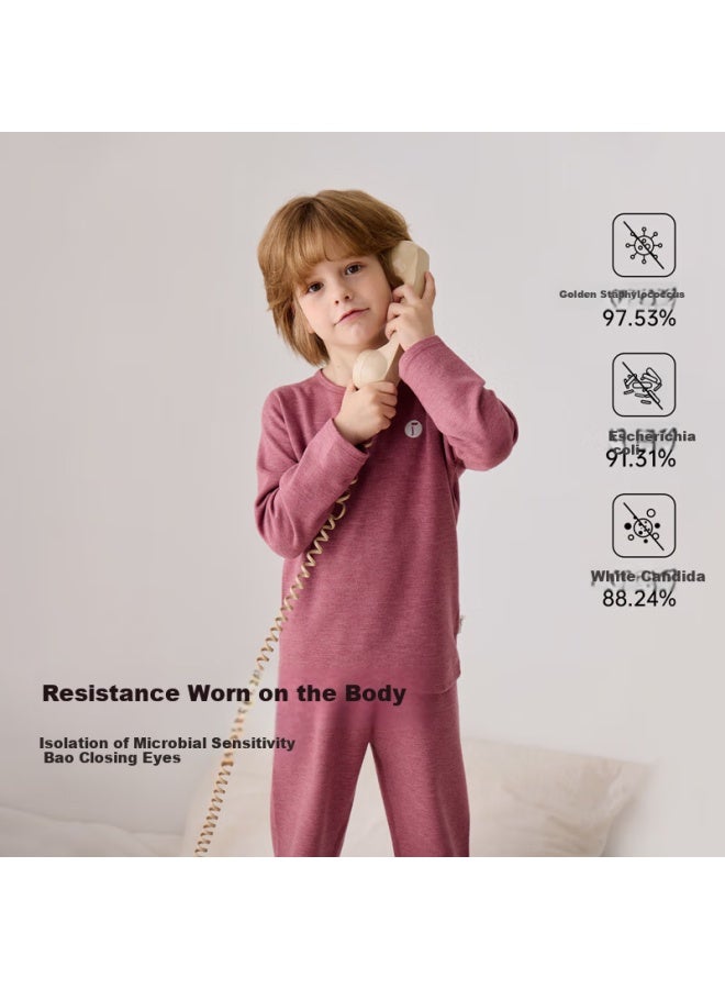 Junejunior [first Class] Children's Thermal Underwear Set, Silk And Cashmere Autumn Top And Pants, Pajamas, Fall/winter Base Layer, Moisture-wicking And Heat-generating - Image 4