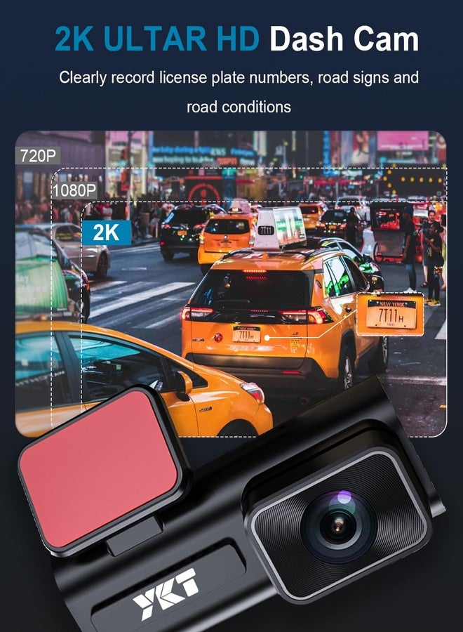 YKT 2K Car Dash Camera, Mini Dashcam Front Camera WiFi Dash Cam Front 1440P with 32GB Card, App Control, 24H Parking Monitor, Loop Recording, Night Vision, 170° WDR Support 128GB (H31) - Image 2