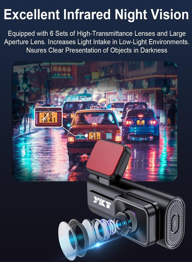 YKT 2K Car Dash Camera, Mini Dashcam Front Camera WiFi Dash Cam Front 1440P with 32GB Card, App Control, 24H Parking Monitor, Loop Recording, Night Vision, 170° WDR Support 128GB (H31) - Image 3