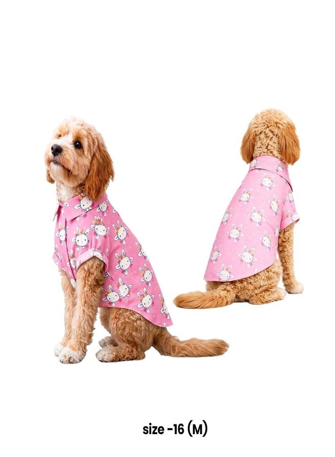 PET FUN قميص صيفي لطيف مطبوع عليه صورة كلب، مريح للارتداء مع إغلاق فيلكرو، لون وتصميم عشوائي - أي قطعة واحدة (مقاس M - 16 رقم). - Image 5