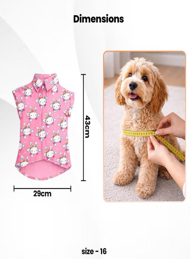 PET FUN قميص صيفي لطيف مطبوع عليه صورة كلب، مريح للارتداء مع إغلاق فيلكرو، لون وتصميم عشوائي - أي قطعة واحدة (مقاس M - 16 رقم). - Image 2